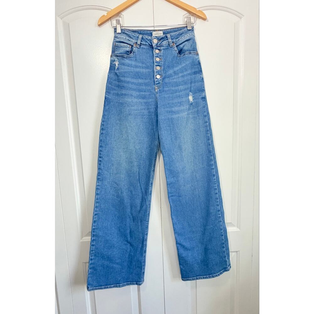 NAF NAF Paris High Rise Wide Leg Button Fly Jeans